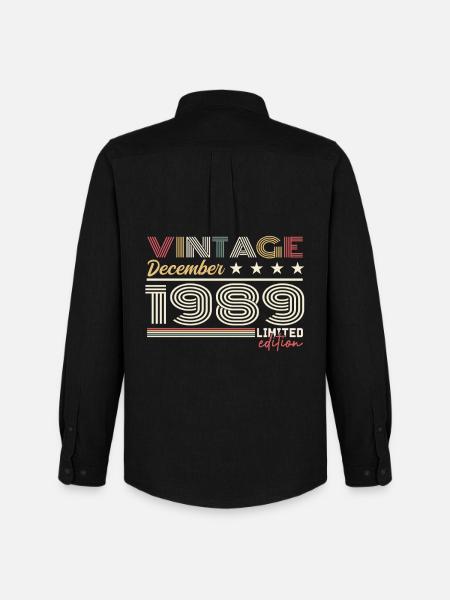 Cadeau Décembre 1989 - Chemise Oxford homme Stanley/Stella - noir