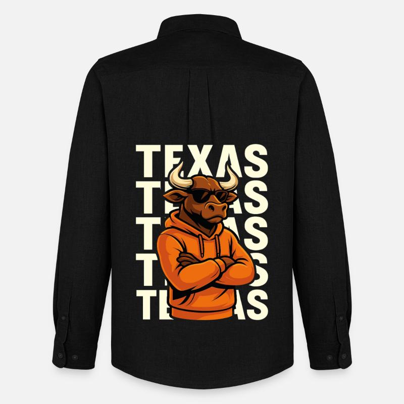 Cooler Stier Texas Stil - Männer Oxford Hemd von Stanley/Stella - Schwarz