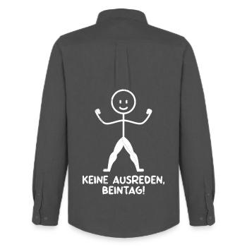 Strichmännchen KEINE AUSREDEN BEINTAG! Lustig - Männer Oxford Hemd von Stanley/Stella - Anthrazit - Hinten - AI Model Male 185 dark (185cm)
