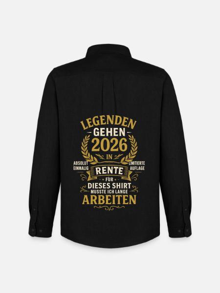 Legender går på pension i 2026 Long Works - Oxfordskjorte herre Stanley/Stella - sort