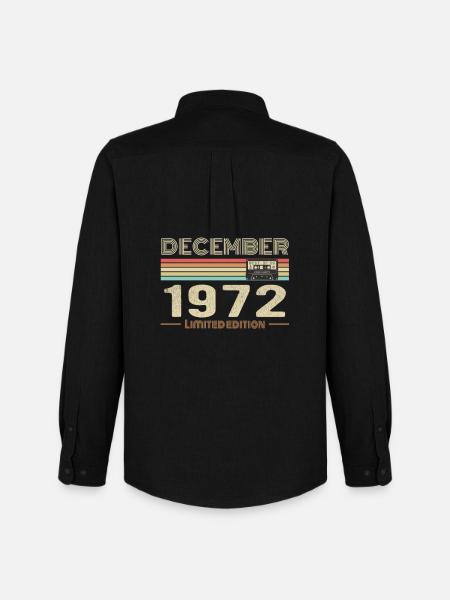 Décembre 1972 anniversaire Décembre 1972 Décembre - Chemise Oxford homme Stanley/Stella - noir