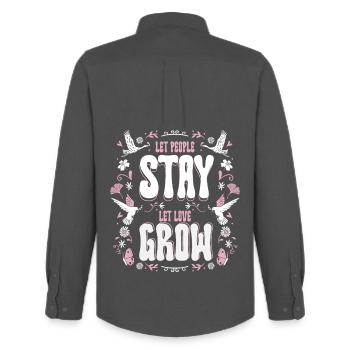 Menschlichkeit Let People Stay Let Love Grow - Männer Oxford Hemd von Stanley/Stella - Anthrazit - Hinten - AI Model Male 185 dark (185cm)