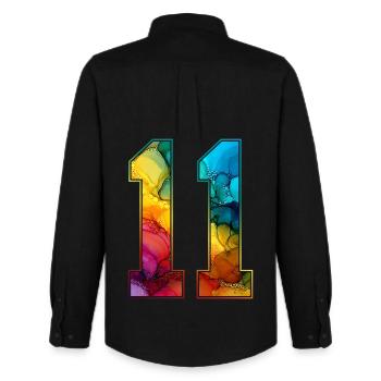NO. 11 NUMBER 11 COLLEGE 11TH BIRTHDAY - Men's Oxford Shirt by Stanley/Stella - black - Back - AI Model Male 185 dark (185cm)