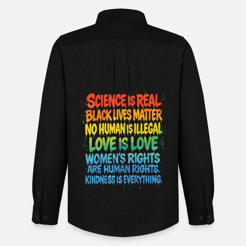 Regenbogen Statement – Human Rights Pride - Männer Oxford Hemd von Stanley/Stella - Schwarz