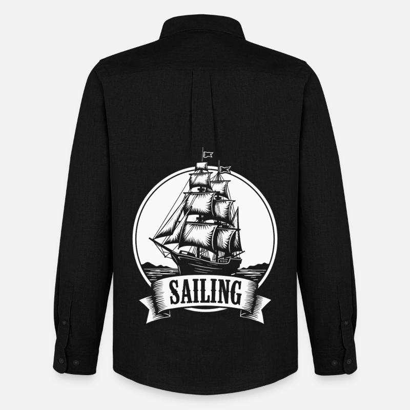 Sailing Segelschiff Maritim Ahoi - Männer Oxford Hemd von Stanley/Stella - Schwarz