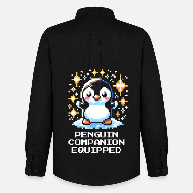 Compagnon pingouin | Compagnon de jeu mignon - Chemise Oxford homme Stanley/Stella - noir
