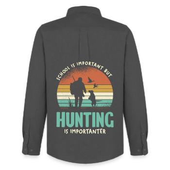 Hunting is important - Men's Oxford Shirt by Stanley/Stella - anthracite - Back - AI Model Male 185 dark (185cm)