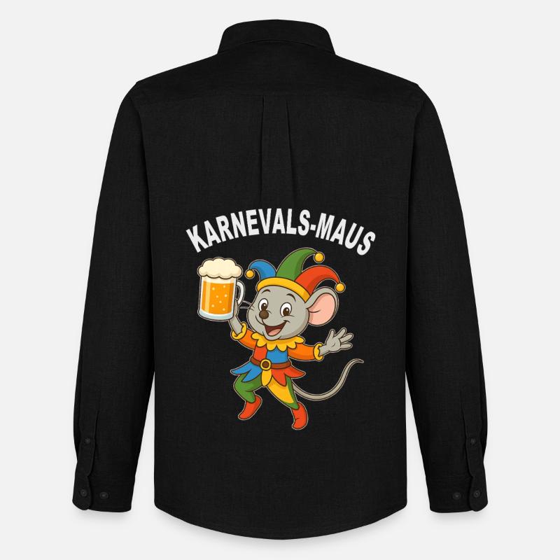 Karnevalsmaus mit Bierkrug - Männer Oxford Hemd von Stanley/Stella - Schwarz