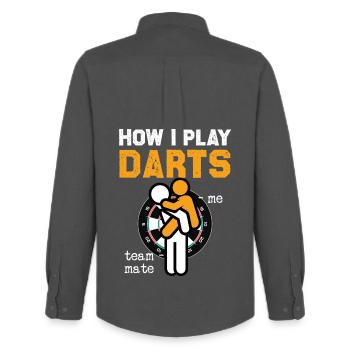 Darts Hug Team Spirit - Men's Oxford Shirt by Stanley/Stella - anthracite - Back - AI Model Male 185 dark (185cm)