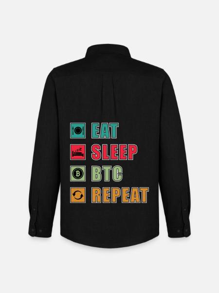 Eat Sleep BTC Repeat T-Shirt Design - Men's Oxford Shirt by Stanley/Stella - black