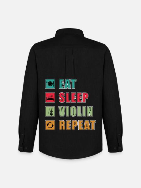 Manger dormir violon répéter Graphique - Chemise Oxford homme Stanley/Stella - noir