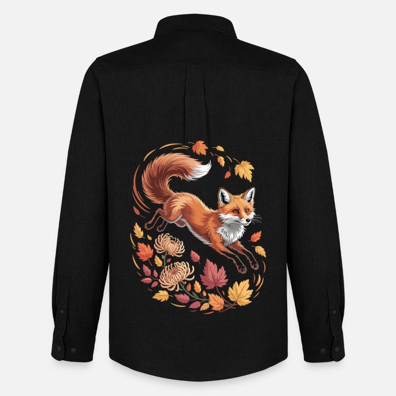 Fuchs mit Herbstblättern - Männer Oxford Hemd von Stanley/Stella - Schwarz