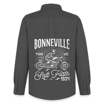 Bonneville Salt Flats Motorcycle Birthday 1934 - Men's Oxford Shirt by Stanley/Stella - anthracite - Back - AI Model Male 185 dark (185cm)