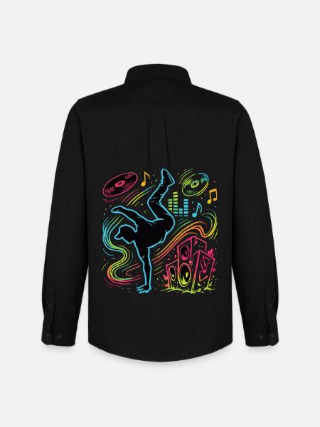 Breakdance Neon Style – Music & Street Art - Men's Oxford Shirt by Stanley/Stella - black