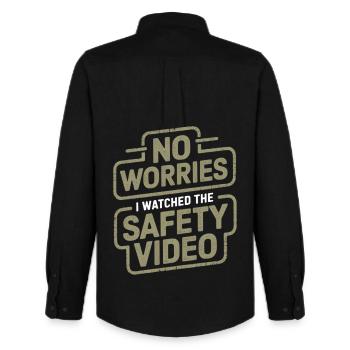 Pas de soucis Sécurité Vidéo Mème - Chemise Oxford homme Stanley/Stella - noir - Dos - AI Model Male 185 dark (185cm)