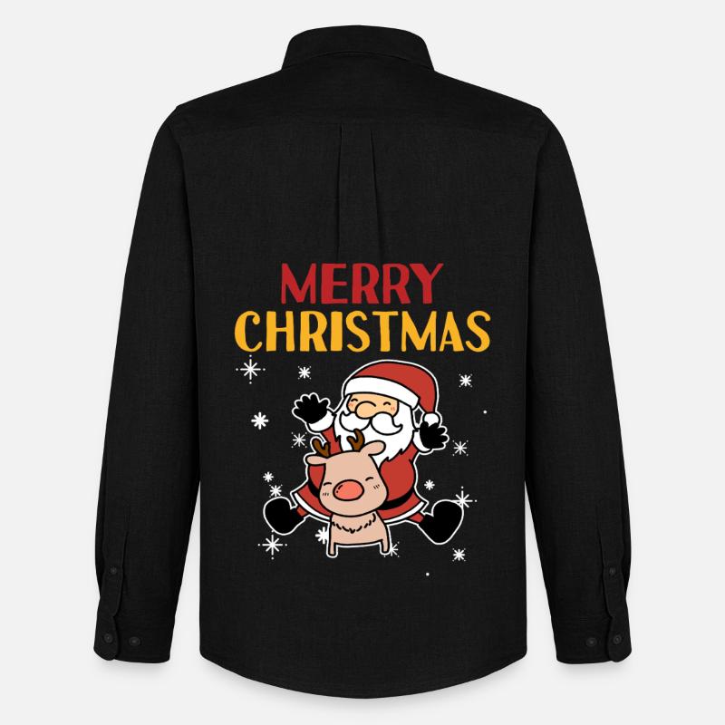 Frohe Weihnachten - Weihnachtsmann Geschenkidee - Männer Oxford Hemd von Stanley/Stella - Schwarz