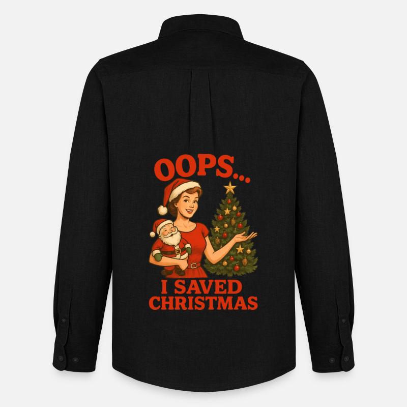 Oops I Saved Christmas - Männer Oxford Hemd von Stanley/Stella - Schwarz