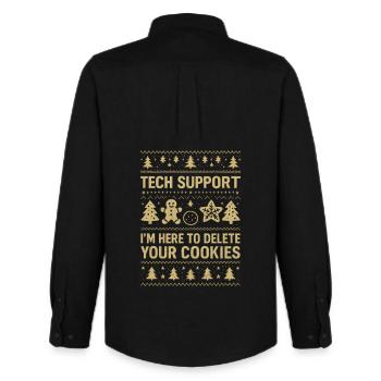 Tech Support I'm Here To Delete Your Cookies - Männer Oxford Hemd von Stanley/Stella - Schwarz - Hinten - AI Model Male 185 dark (185cm)