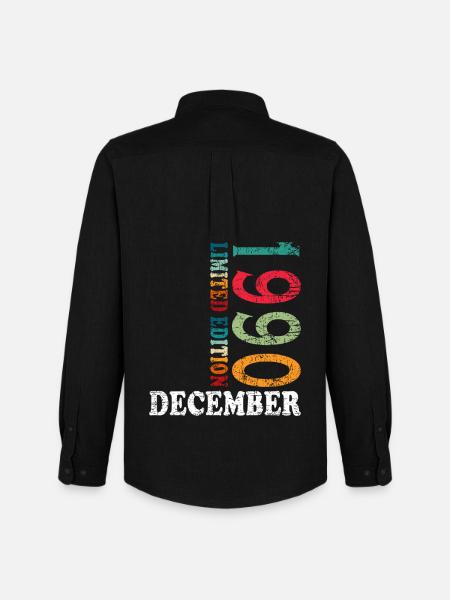 Anniversaire en décembre 1990 - décembre - Chemise Oxford homme Stanley/Stella - noir