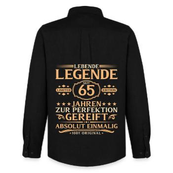 65th Birthday - Living Legend for 65 Years - Men's Oxford Shirt by Stanley/Stella - black - Back - AI Model Male 185 dark (185cm)