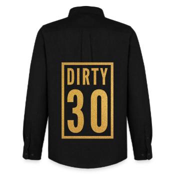 Dirty 30 30e anniversaire - Chemise Oxford homme Stanley/Stella - noir - Dos - AI Model Male 185 dark (185cm)