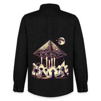 Antikes Pyramiden-UFO-Mystery-Design-Hemd - Männer Oxford Hemd von Stanley/Stella - Schwarz - Hinten - AI Model Male 185 dark (185cm)