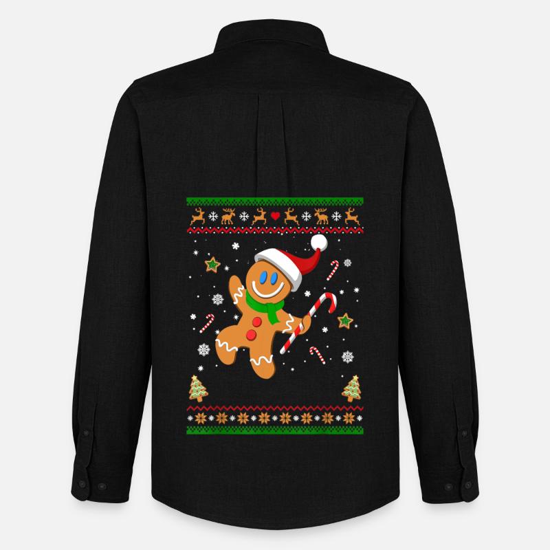 Hässliches Weihnachtspullover Lebkuchenmann Lustiges Geschenk - Männer Oxford Hemd von Stanley/Stella - Schwarz