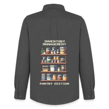 Inventory Management | Pantry Edition - Männer Oxford Hemd von Stanley/Stella - Anthrazit - Hinten - AI Model Male 185 dark (185cm)