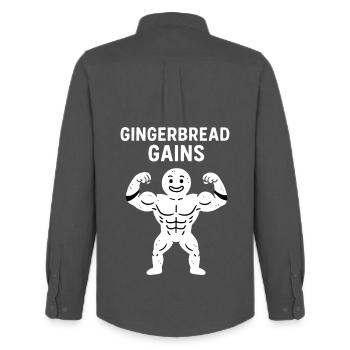 Gingerbread Gains Funny Christmas Holiday - Men's Oxford Shirt by Stanley/Stella - anthracite - Back - AI Model Male 185 dark (185cm)