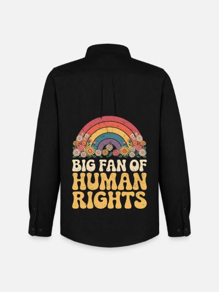 Big fan of human rights Social - Men's Oxford Shirt by Stanley/Stella - black