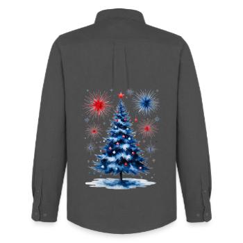 Feu d’artifice Arbre de Noël Motif - Chemise Oxford homme Stanley/Stella - charbon - Dos - AI Model Male 185 dark (185cm)