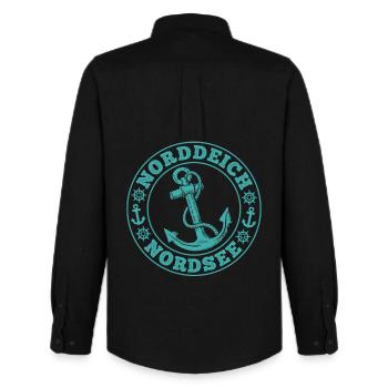Vacances à la mer du Nord NORDDEICH Souvenirs Funny Things - Chemise Oxford homme Stanley/Stella - noir - Dos - AI Model Male 185 dark (185cm)