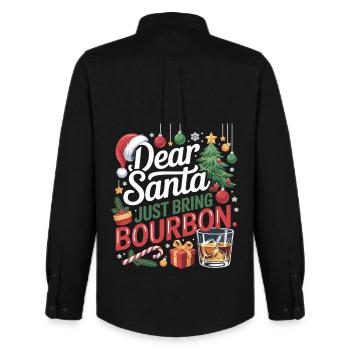 Dear Santa Bring Bourbon Weihnachtsshirt - Männer Oxford Hemd von Stanley/Stella - Schwarz - Hinten - AI Model Male 185 dark (185cm)