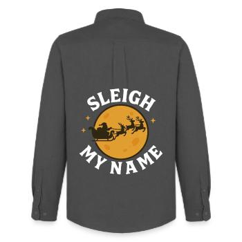 Sleigh My Name Funny Xmas Santa Family Holiday - Men's Oxford Shirt by Stanley/Stella - anthracite - Back - AI Model Male 185 dark (185cm)
