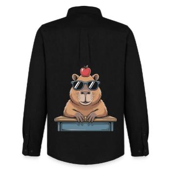 cute capybara - Men's Oxford Shirt by Stanley/Stella - black - Back - AI Model Male 185 dark (185cm)