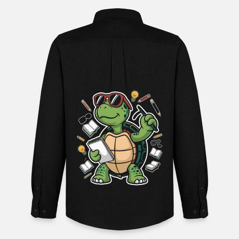 Lernende Schildkröte mit Stift - Männer Oxford Hemd von Stanley/Stella - Schwarz