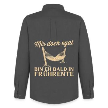 Altersteilzeit Hängematte - Eh bald in Frührente - Männer Oxford Hemd von Stanley/Stella - Anthrazit - Hinten - AI Model Male 185 dark (185cm)