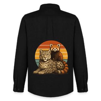 Panda rouge léopard des neiges - Chemise Oxford homme Stanley/Stella - noir - Dos - AI Model Male 185 dark (185cm)