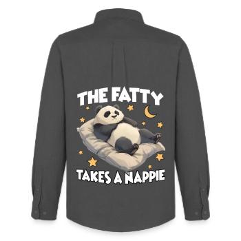 Morning Grouches & Panda Lovers Pajama Nightgown - Men's Oxford Shirt by Stanley/Stella - anthracite - Back - AI Model Male 185 dark (185cm)
