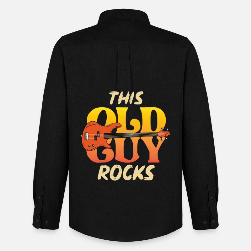 This Old Guy Rocks Guitar Tee - Männer Oxford Hemd von Stanley/Stella - Schwarz