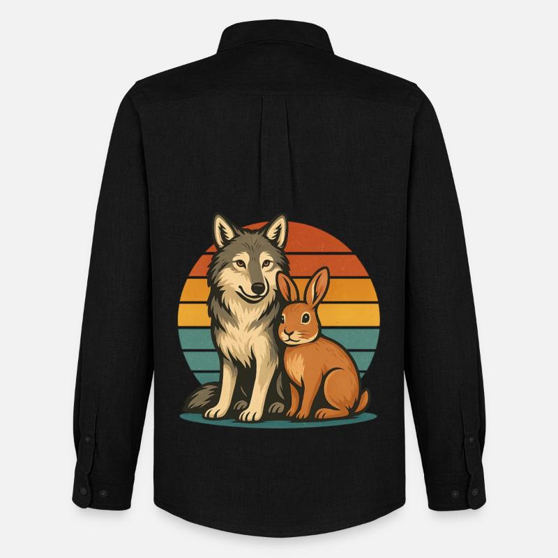 Wolf und Hase - Männer Oxford Hemd von Stanley/Stella - Schwarz
