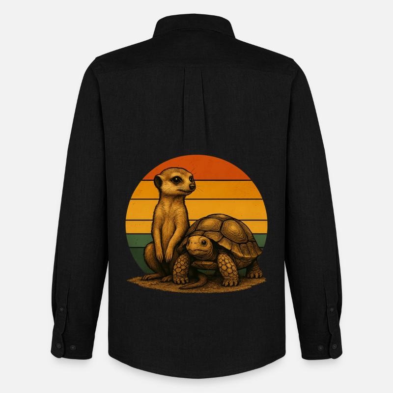 Erdmännchen Schildkröte Retro Tierfreunde - Männer Oxford Hemd von Stanley/Stella - Schwarz