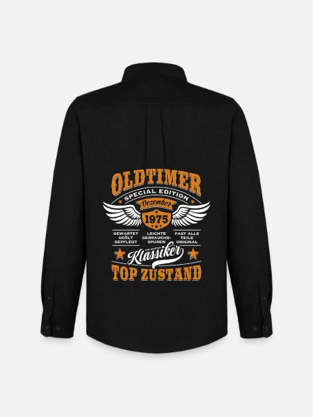 Oldtimer December 1975 | Birthday Gift - Men's Oxford Shirt by Stanley/Stella - black