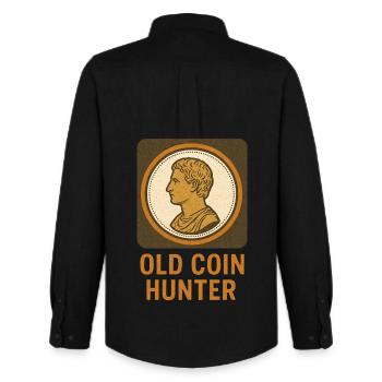 Old Coin Hunter Treasure Hunt Metal Detecting - Men's Oxford Shirt by Stanley/Stella - black - Back - AI Model Male 185 dark (185cm)