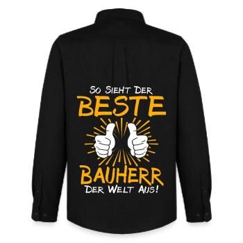 Bauherr Geschenkidee - Männer Oxford Hemd von Stanley/Stella - Schwarz - Hinten - AI Model Male 185 dark (185cm)