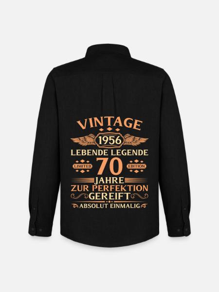 70e anniversaire Année 1956 - Chemise Oxford homme Stanley/Stella - noir