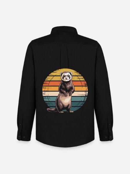 Retro pattern ferret in sunset - Men's Oxford Shirt by Stanley/Stella - black