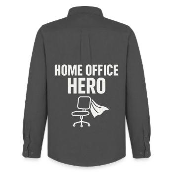 Home Office Held: Dein Büroalltag - Männer Oxford Hemd von Stanley/Stella - Anthrazit - Hinten - AI Model Male 185 dark (185cm)