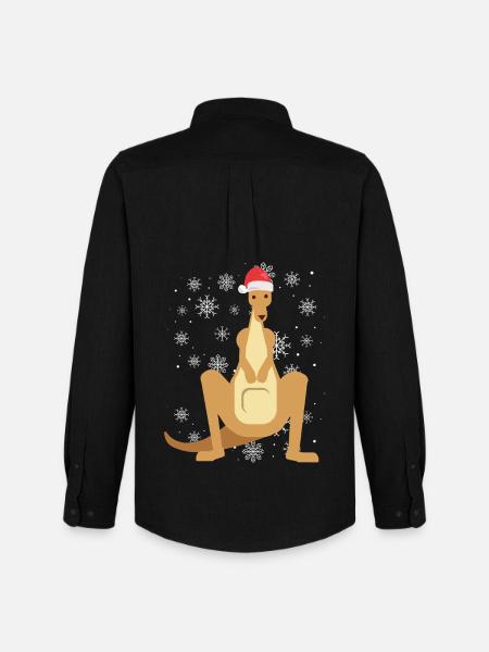 Kangaroo in the magic of Christmas - Men's Oxford Shirt by Stanley/Stella - black