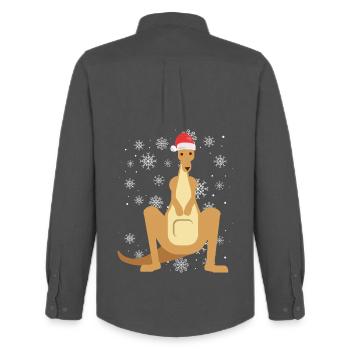 Kangaroo in the magic of Christmas - Men's Oxford Shirt by Stanley/Stella - anthracite - Back - AI Model Male 185 dark (185cm)